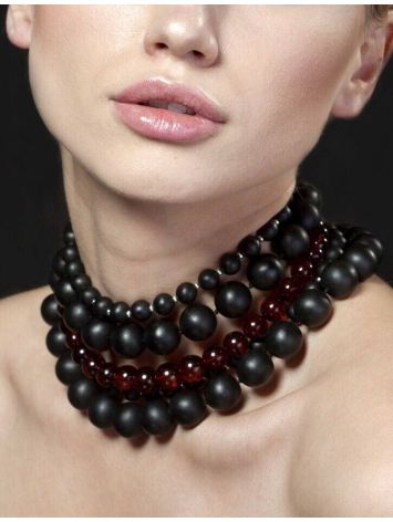 Fabulous Black Amber Beaded Necklace The Cuba, image , picture 2