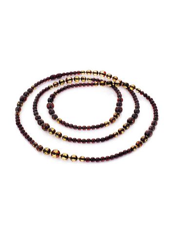 Ultra Long Faceted Amber Beaded Necklace, image , picture 3