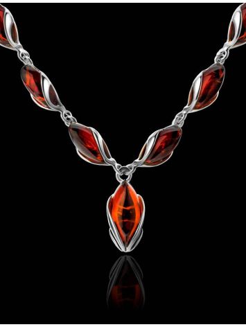 Classic Design Silver Amber Necklace, image , picture 2