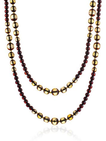 Ultra Long Faceted Amber Beaded Necklace, image 