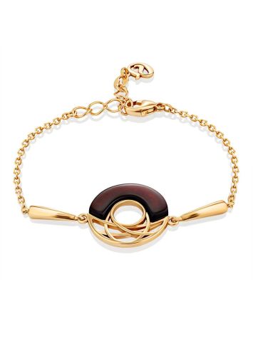 Stylish Gilded Silver Amber Chain Bracelet, image 