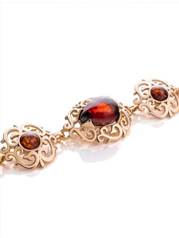 Cherry Amber Link Bracelet In Gold Plated Silver The Luxor, image , picture 3