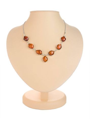 Bold Amber Necklace In Sterling Silver The Cat's Eye, image 