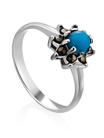 Bright Silver Turquoise Ring The Lace, Ring Size: 6.5 / 17, image 
