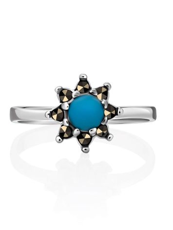 Bright Silver Turquoise Ring The Lace, Ring Size: 6.5 / 17, image , picture 4