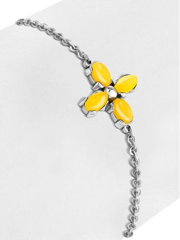 Cross Motif Silver Amber Chain Bracelet The Supreme, image , picture 3