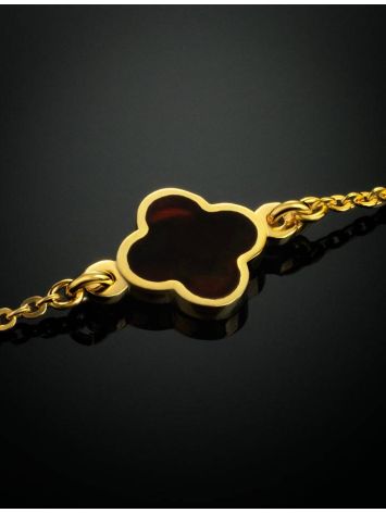 Gold-Plated Chain Bracelet With Clover Shaped Amber The Monaco, image , picture 2