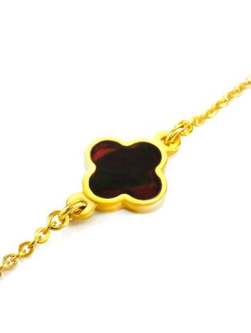 Gold-Plated Chain Bracelet With Clover Shaped Amber The Monaco, image , picture 3