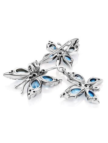 Butterfly Design Silver Topaz Brooch, image , picture 3