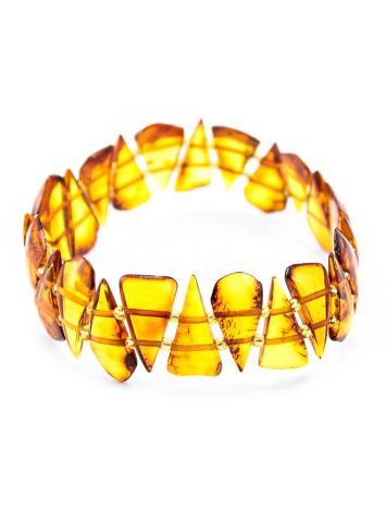 Cognac Amber Flat Beaded Bracelet, image , picture 4