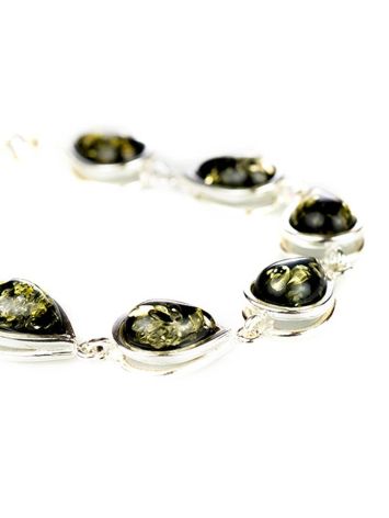 Silver Link Bracelet With Green Amber Stones The Fiori, image , picture 3