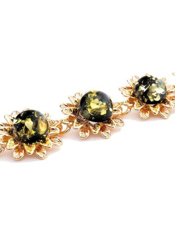 Floral Gold Plated Silver Link Bracelet With Amber The Aster, image , picture 3