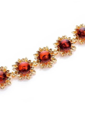 Gold Plated Link Bracelet With Cherry Amber Stones The Aster, image , picture 3