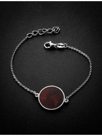 Silver Chain Bracelet With Dark Amber Stone The Monaco, image , picture 2