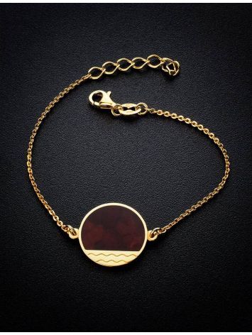 Gold-Plated Chain Bracelet With Cherry Amber The Monaco, image , picture 2