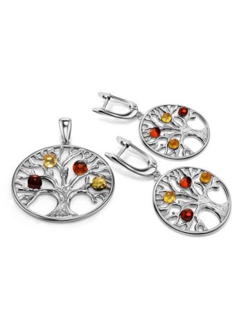 Round Silver Mix Color Amber Pendant The Tree Of Life, image , picture 5