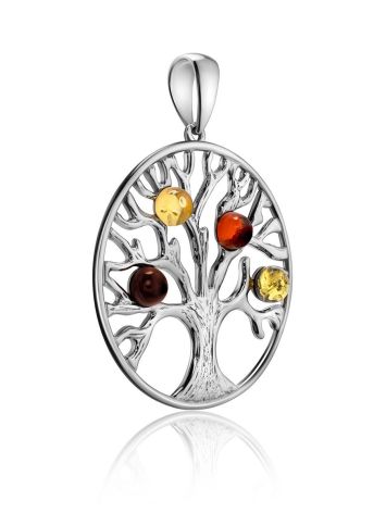 Round Silver Mix Color Amber Pendant The Tree Of Life, image , picture 4