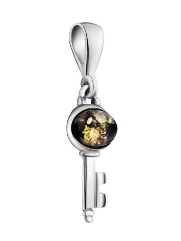Cute Silver Amber Key Pendant, image , picture 3