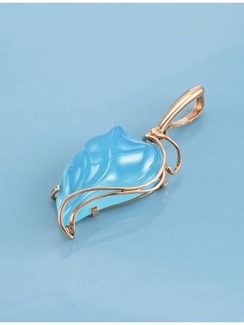 Bold Golden Pendant With Synthetic Chalcedony The Serenade, image , picture 3