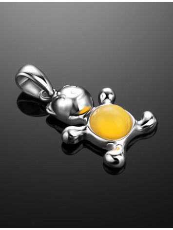 Silver Teddy Bear Pendant With Honey Amber, image , picture 2