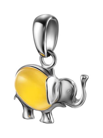 Silver Elephant Pendant With Honey Amber, image , picture 3