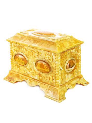 Handcrafted Honey Amber Casket, image 