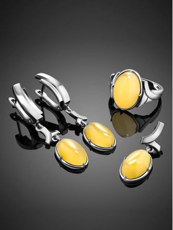 Simplistic Design Silver Amber Pendant, image , picture 4