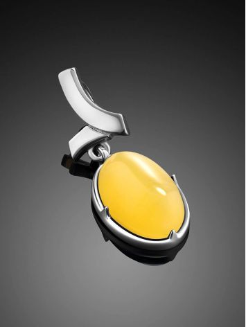 Simplistic Design Silver Amber Pendant, image , picture 2