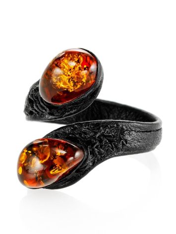 Safari Style Leather Amber Ring The Nefertiti Collection, Ring Size: Adjustable, image , picture 3