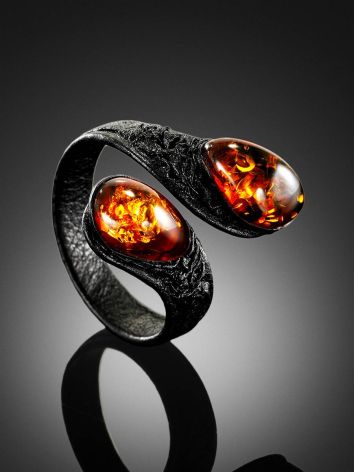 Safari Style Leather Amber Ring The Nefertiti Collection, Ring Size: Adjustable, image , picture 2