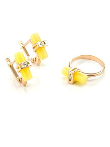 Stylish Gold Amber Earrings With Crystals The Scandinavia, image , picture 6