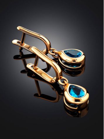 Classic Teardrop Design Gold Topaz Earrings, image , picture 2