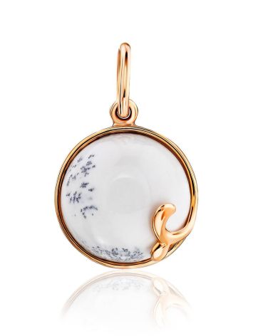 Elegant Gilded Silver Dendritic Opal Pendant, image 