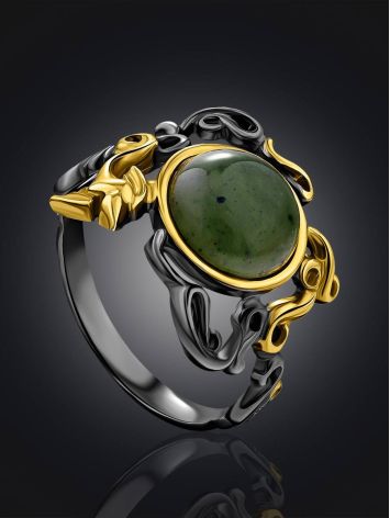 Ornate Design Silver Jade Ring, Ring Size: 9.5 / 19.5, image , picture 2