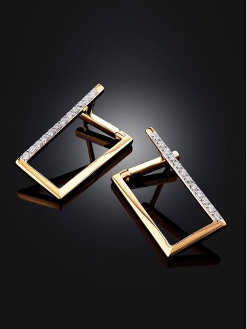 Rectangular Design Gold Crystal Earrings The Roxy, image , picture 2