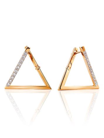 Gold Crystal Triangle Earrings The Roxy, image 