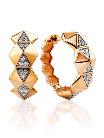 Geometric Design Gold Сrystal Hoop Earrings The Roxy, image 