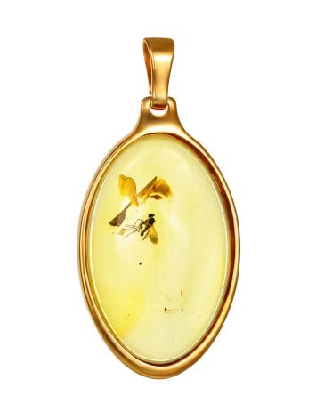 Classy Gilded Silver Amber Pendant With Inclusions The Clio, image 