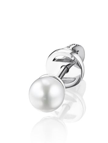 The PEARL M Silver Stud Earring, image 