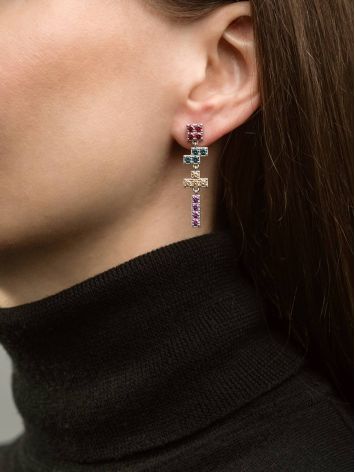 Silver Earrings with Gemstones The Tetris, image , picture 5