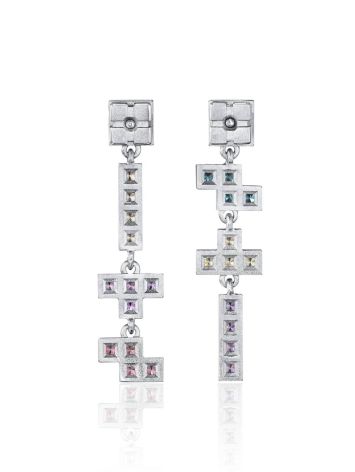 Silver Earrings with Gemstones The Tetris, image , picture 2
