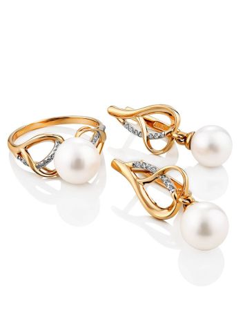 Elegant Gold Pearl Ring, Ring Size: 7 / 17.5, image , picture 5
