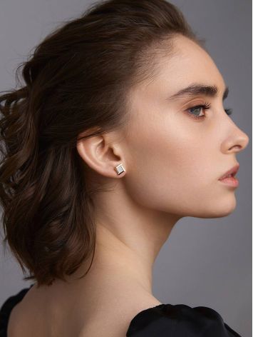 Minimalist Gold Crystal Stud Earrings, image , picture 3