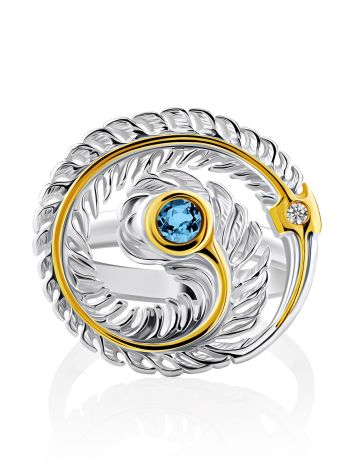 Feather Motif Silver Topaz Ring, Ring Size: 7 / 17.5, image , picture 3