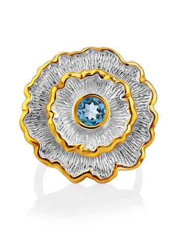 Voluminous Floral Design Silver Topaz Ring, Ring Size: 8 / 18, image , picture 3