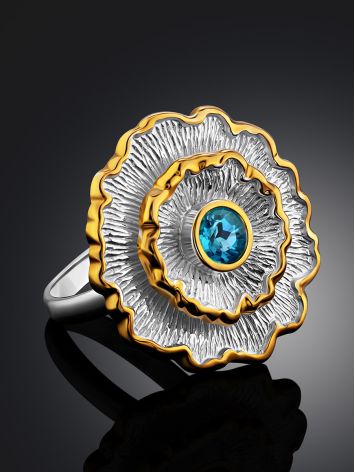 Voluminous Floral Design Silver Topaz Ring, Ring Size: 8 / 18, image , picture 2