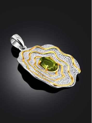Gorgeous Floral Design Silver Chrysolite Pendant, image , picture 2