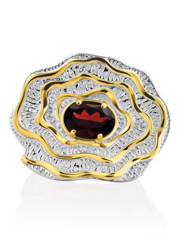 Floral Motif Silver Garnet Ring, Ring Size: 8.5 / 18.5, image , picture 3