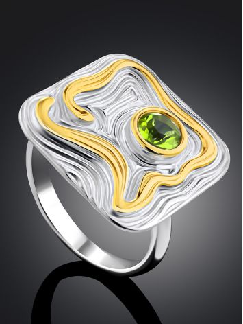 Fabulous Gilded Silver Chrysolite Ring, Ring Size: 9 / 19, image , picture 2