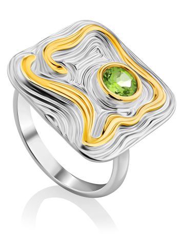 Fabulous Gilded Silver Chrysolite Ring, Ring Size: 9 / 19, image 